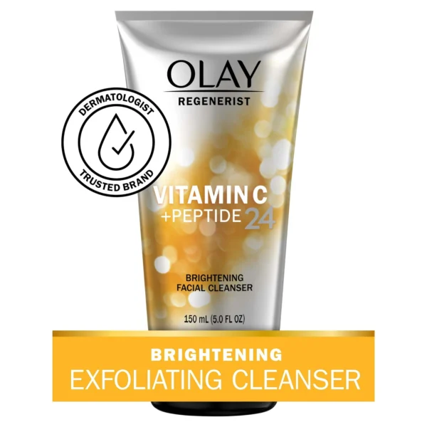 Olay Skincare Regenerist Vitamin C+ Peptide Facial Cleanser, Face Wash for Dry, Dull Skin