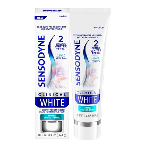 Sensodyne Clinical White Toothpaste Clinically Proven Whitening for Sensitive Teeth, Mint Flavor, Enamel Strengthening,for Adults