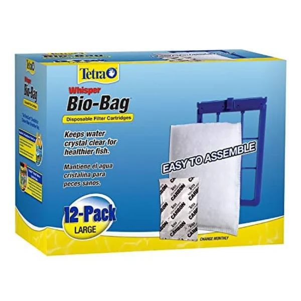 Tetra Whisper Bio-Bag Disposable Filter Cartridges for aquariums, Large, Unassembled, 12 Count